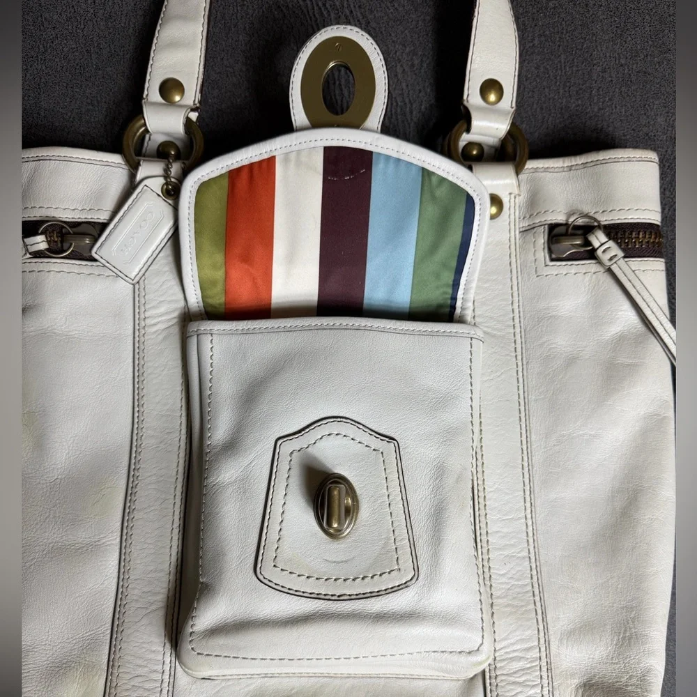Coach Legacy 65th Anniversary Gigi Tote White Leather Shoulder Bag | 10650 - Picture 8 of 16
